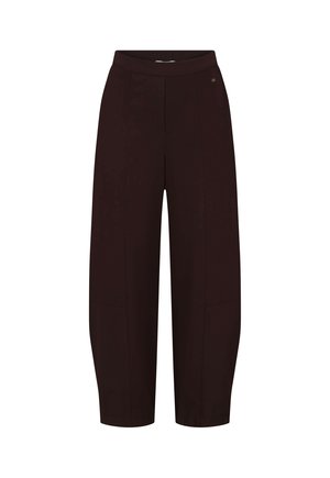 Weite schwarze Hosen mit hoher Taille und subtilen Nahtdetails, entworfen für eine lockere und bequeme Passform.