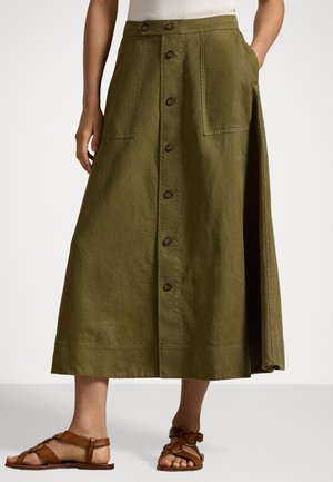HEMP A LINE MIDI SKIRT - A-Linien-Rock - basic olive