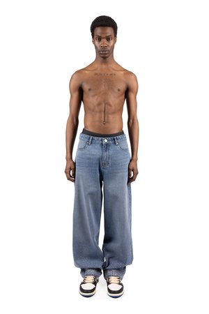 RHINESTONE - Loose Jeans - denim blue