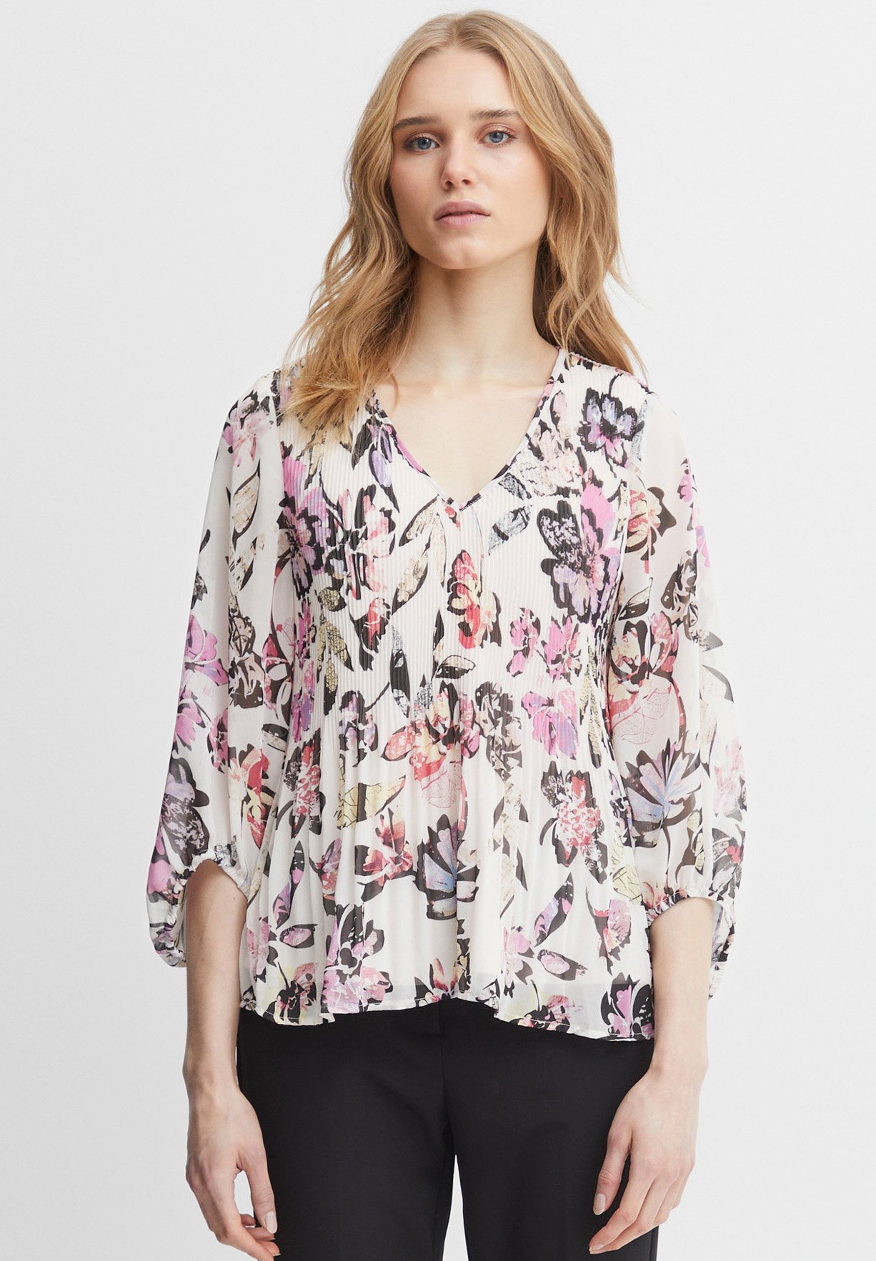 ICHI IHELLY - Blouse - crystal gray/wit - Zalando.nl