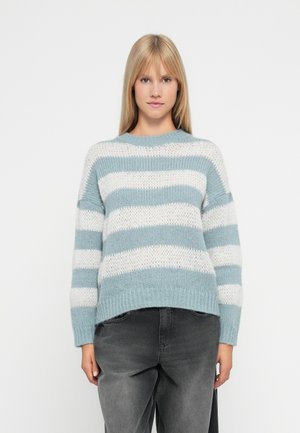 ONLCAMEL LIFE STRIPE O NECK - Strikkegenser - arona/glacier gray