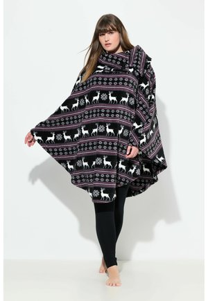 NORDIC PRINT STRETCH PLUSH LOUNGE PONCHO - Badekåber - black
