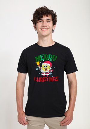 Henry Tiger SPONGEBOB SQUAREPANTS MERRY CHRISTMAS SANTA SPONGEBOB - T-shirt z nadrukiem