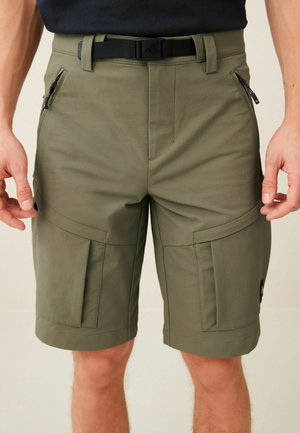 Khaki Green Belted Cargo Shorts