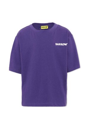 Fioletowy t-shirt z krótkim rękawem, okrągłym dekoltem i białym logo "BARROW" nadrukowanym na lewej piersi.
