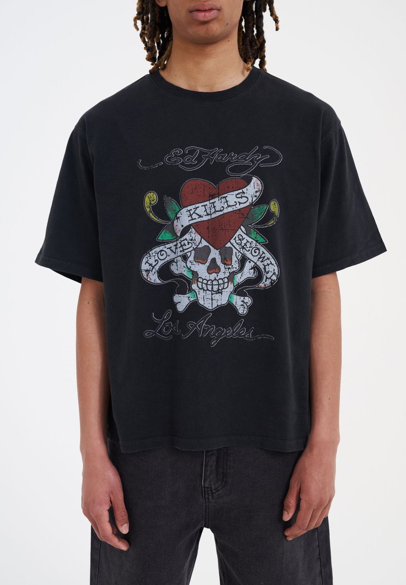 Ed Hardy - LOVE-KILLS SLOWLY - Print T-shirt - washed black, Enlarge