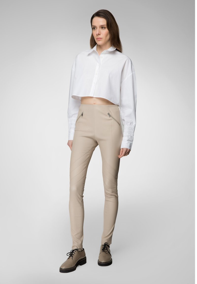 Vespucci by VSP Leren broek beige
