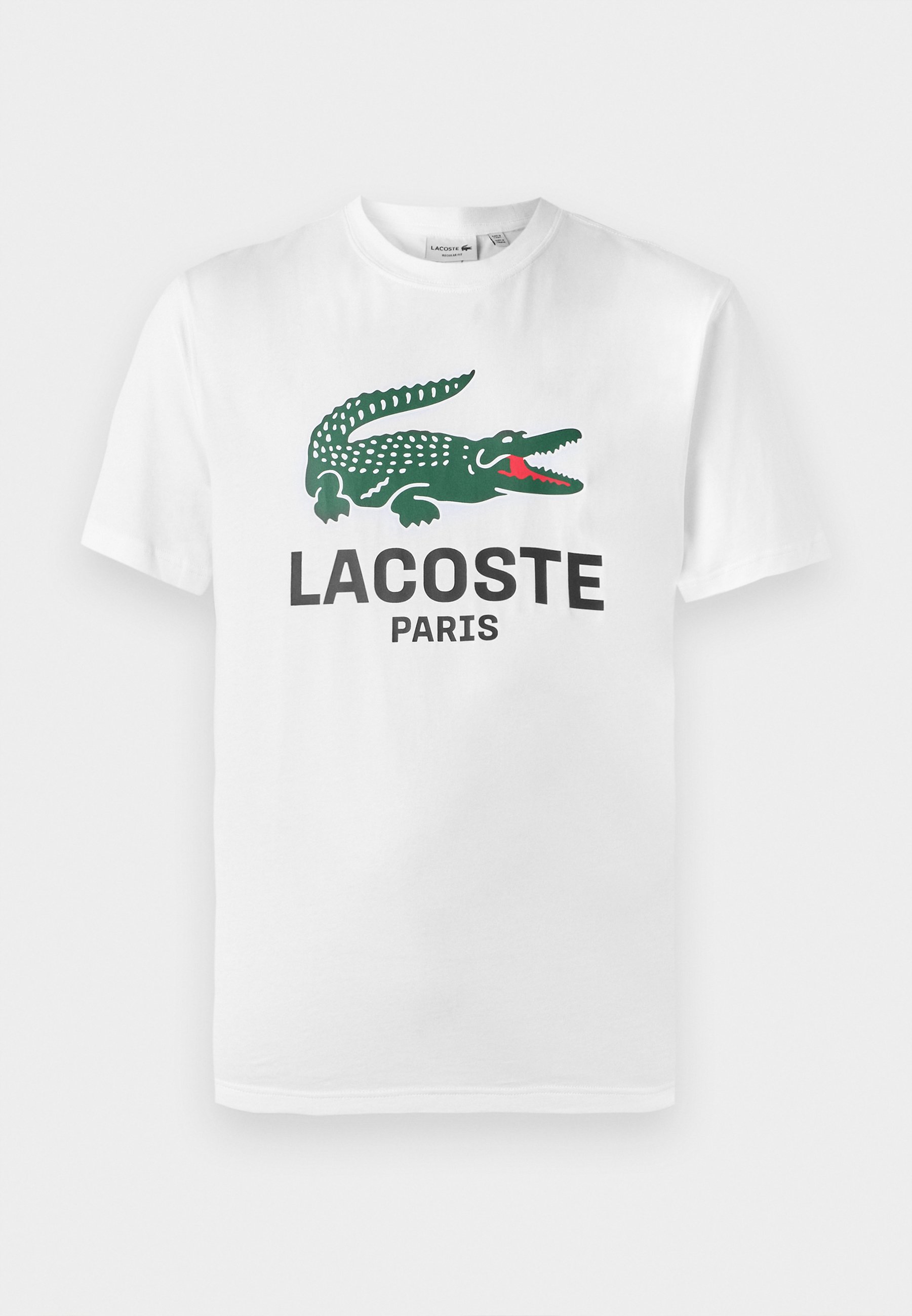 LACOSTE 刺繍ロゴ ホワイトTシャツ US M Lacoste - T-shirt z nadrukiem/biały - Zalando.pl