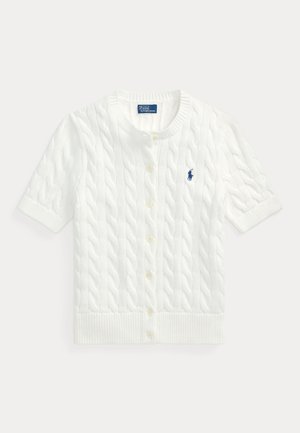 Polo Ralph Lauren CABLE KNIT COTTON SHORT SLEEVE CARDIGAN - Kardiganas - white