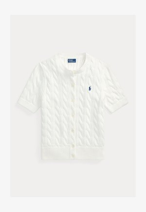 Polo Ralph Lauren CABLE KNIT COTTON SHORT SLEEVE CARDIGAN - Cardigan - white