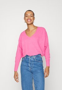 ONLY ONLRICA LIFE L/S V-NECK - Pulóver - azalea pink