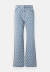 WANDA WIDE LEG DIAMOND RIPPED - Leveälahkeiset - blue denim