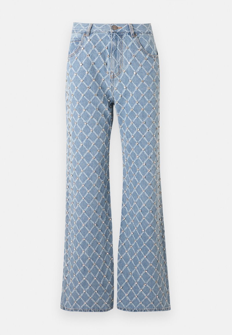 Pinko WANDA WIDE LEG DIAMOND RIPPED - Wide Leg - blue denim/denim bleu ...