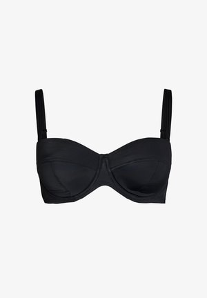 Soutien-gorge noir à armatures avec bretelles réglables et bonnets moulés, conçu pour le soutien et la mise en forme.