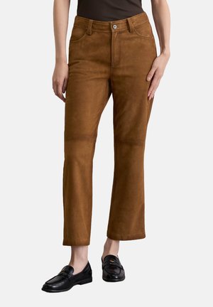 REGULAR CROPPED  - Pantaloni di pelle - warm brown