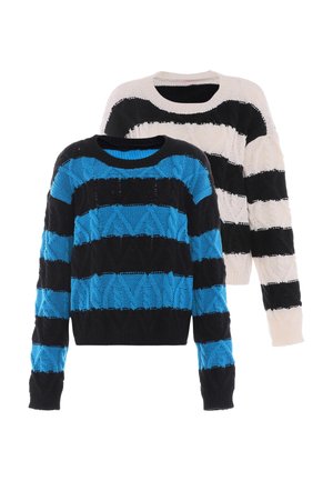 Mo, 2 PACK - Pullover - black turquoise  offwhite black