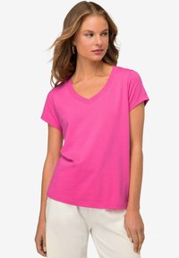 LAURASØN - KLEINER KNOTEN V-AUSSCHNITT HALBARM - Basic T-shirt - pink Thumbnail Image 1