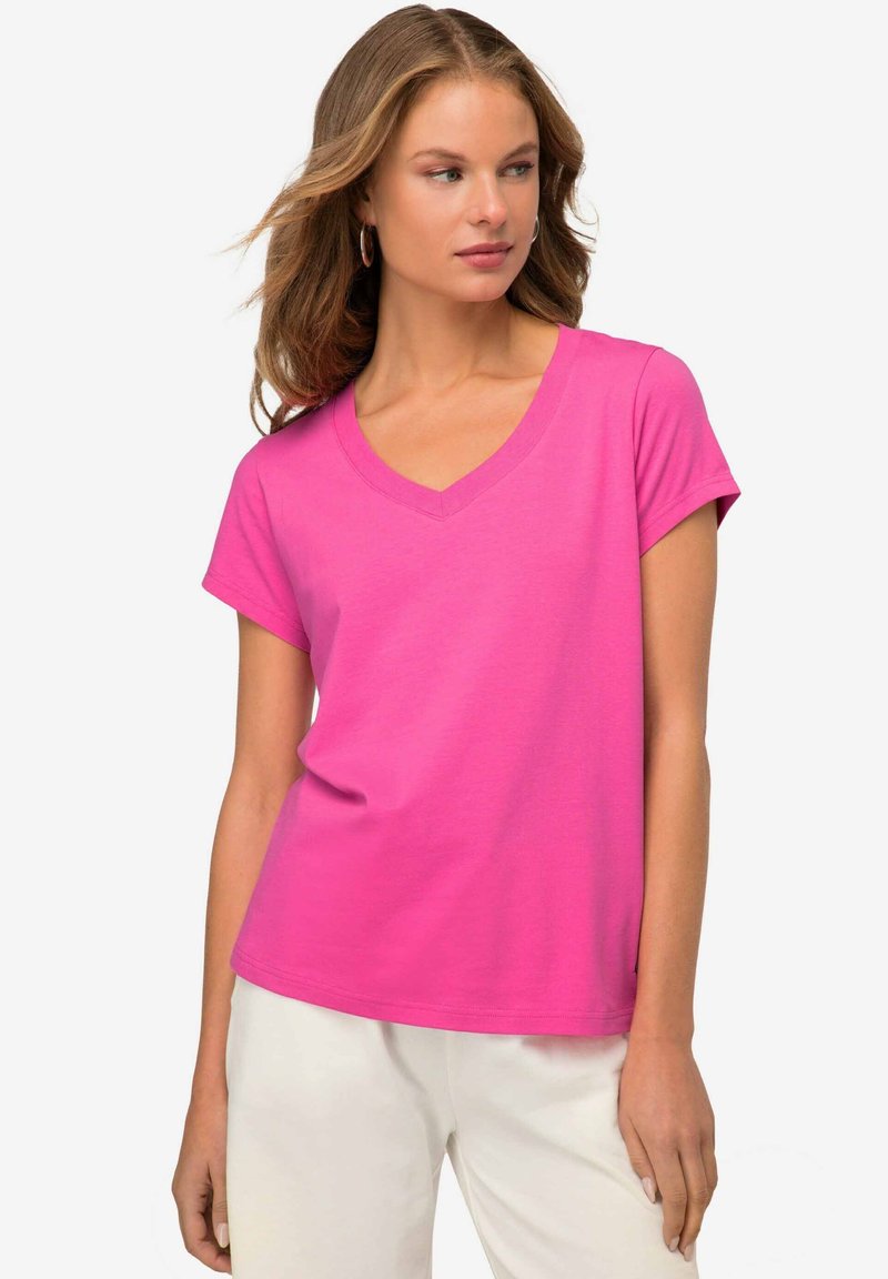 LAURASØN - KLEINER KNOTEN V-AUSSCHNITT HALBARM - Basic T-shirt - pink, Enlarge