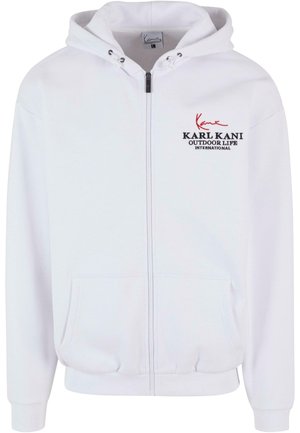 Karl Kani CHEST SIGNATURE OS FULL - Mikina na zip - white