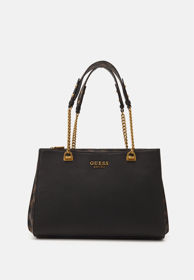 Sac à Main Guess Femme Arnela – Ecopelle Effet Vernis Peltro – Logo Métal, Intérieur Tissu – Dimensions 30x13,5x8 Cm