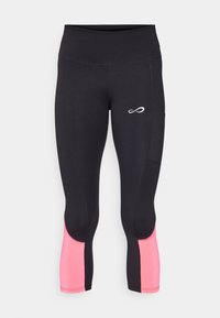 Endless LIFT - 3/4 ilgio sportinės kelnės - black/bright coral