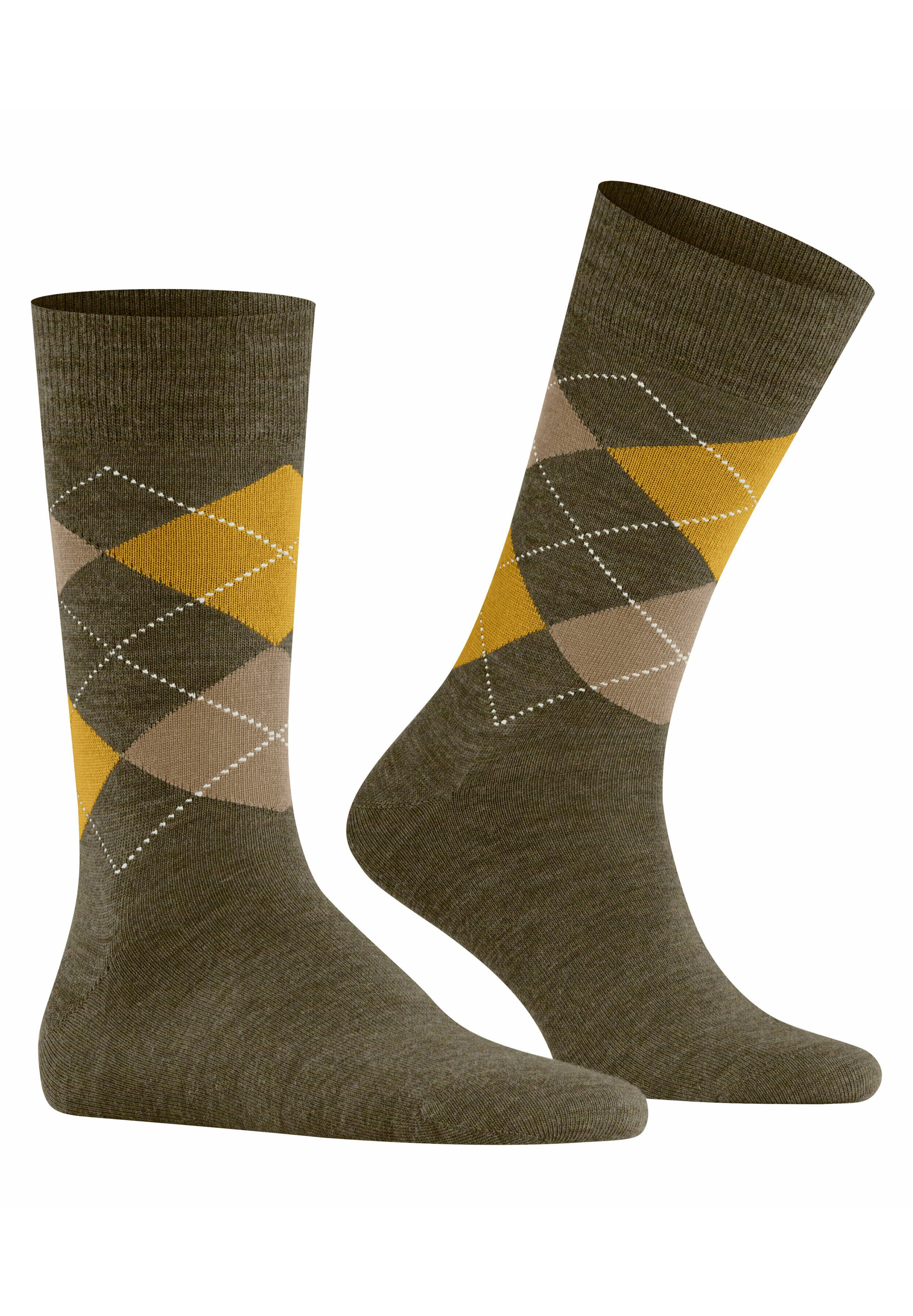 Burlington Herrensocken Newcastle Melange – Atmungsaktiv, Geruchshemmend, Mit Flacher Naht & Argyle-Muster, Einheitsgröße 40-46, 1 Paar