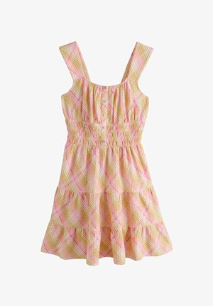 Next, PETITE FIT - SLEEVELESS TEXTURED JERSEY MINI DRESS . - Jerseykleid - pink yellow check