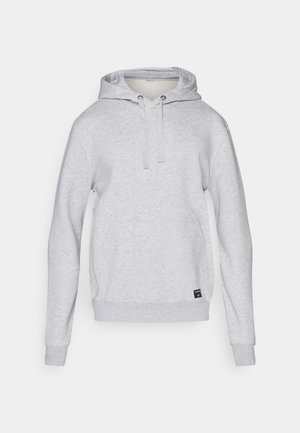 Lichtgrijze hoodie gemaakt van zachte, gestructureerde stof. Beschikt over een voorkantzak, een capuchon met trekkoord en ribgebreide manchetten. Klein logo nabij de zoom.