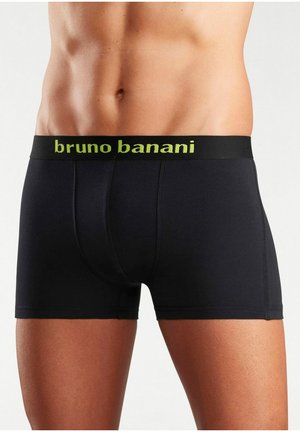 Schwarze Boxershorts aus glattem Stoff, mit einem kontrastierenden grünen Logo-Bund und einem figurschmeichelnden Design für Komfort und Unterstützung.