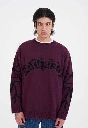 INTARSIA TATTOO DRAGON CREW - Jumper - burgundy