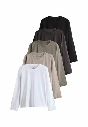 REGULAR FIT - 5 PACK - Long sleeved top - black/chocolate brown/taupe/ brown/neutral white