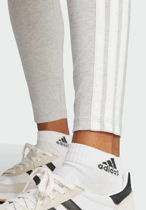 adidas Women's Essentials 3-Stripes Cotton Leggings Light Grey Heather/White — foto 4