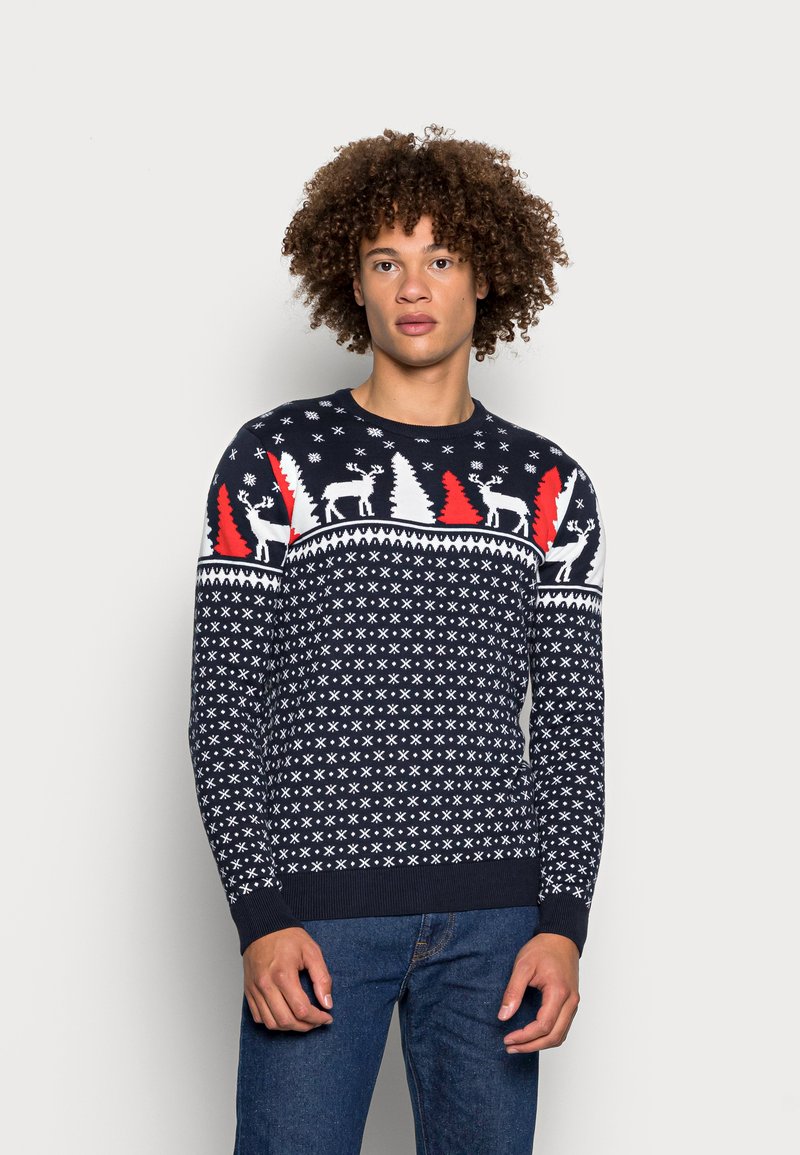 Denim Project - XMAS DEER - Neule - navy, Suurenna