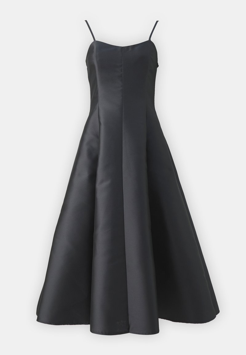 black satin swing dress Elegant Black Satin Dress Vintage Design for Cocktail Party US4 (EU36) / Black