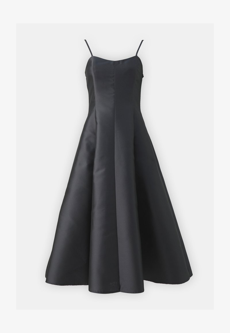 black satin swing dress Elegant Black Satin Dress Vintage Design for Cocktail Party US4 (EU36) / Black