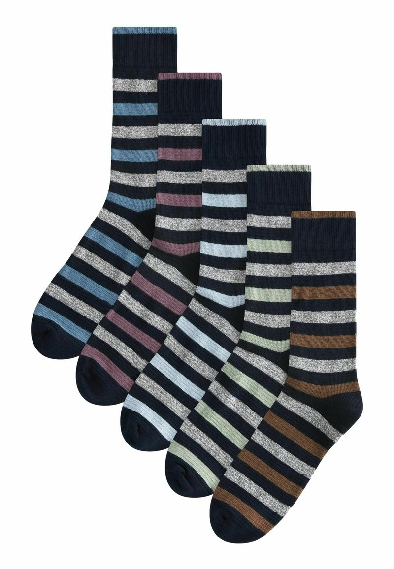Next STRIPE FIVE PACK - Čarape - navy blue grey colour pop