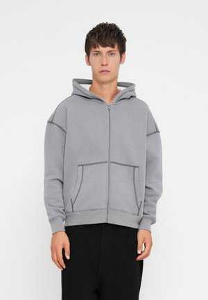 BOXY LINED - Tröja med dragkedja - grey