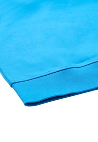 Heldblau sweatshirt, van een katoenmix, met een gladde textuur en geribde manchetten. Eenvoudig ontwerp zonder zichtbare patronen of hardware.