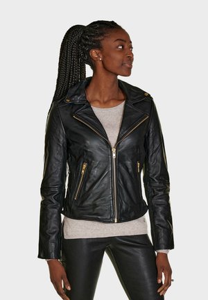MIA - Leather jacket - black with gold accessories
