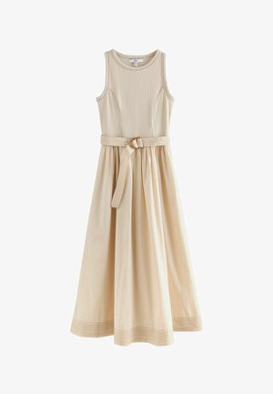 Next, REGULAR FIT - 2 IN 1 WOVEN MIX BELTED MIDI DRESS . - Nappali ruha - stone