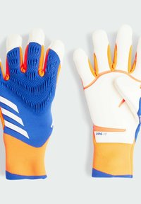 Golmanske rukavice s dizajnom u plavoj i narančastoj boji, teksturiranom površinom za grip i bijelim detaljima s oznakom "URG 1.0."