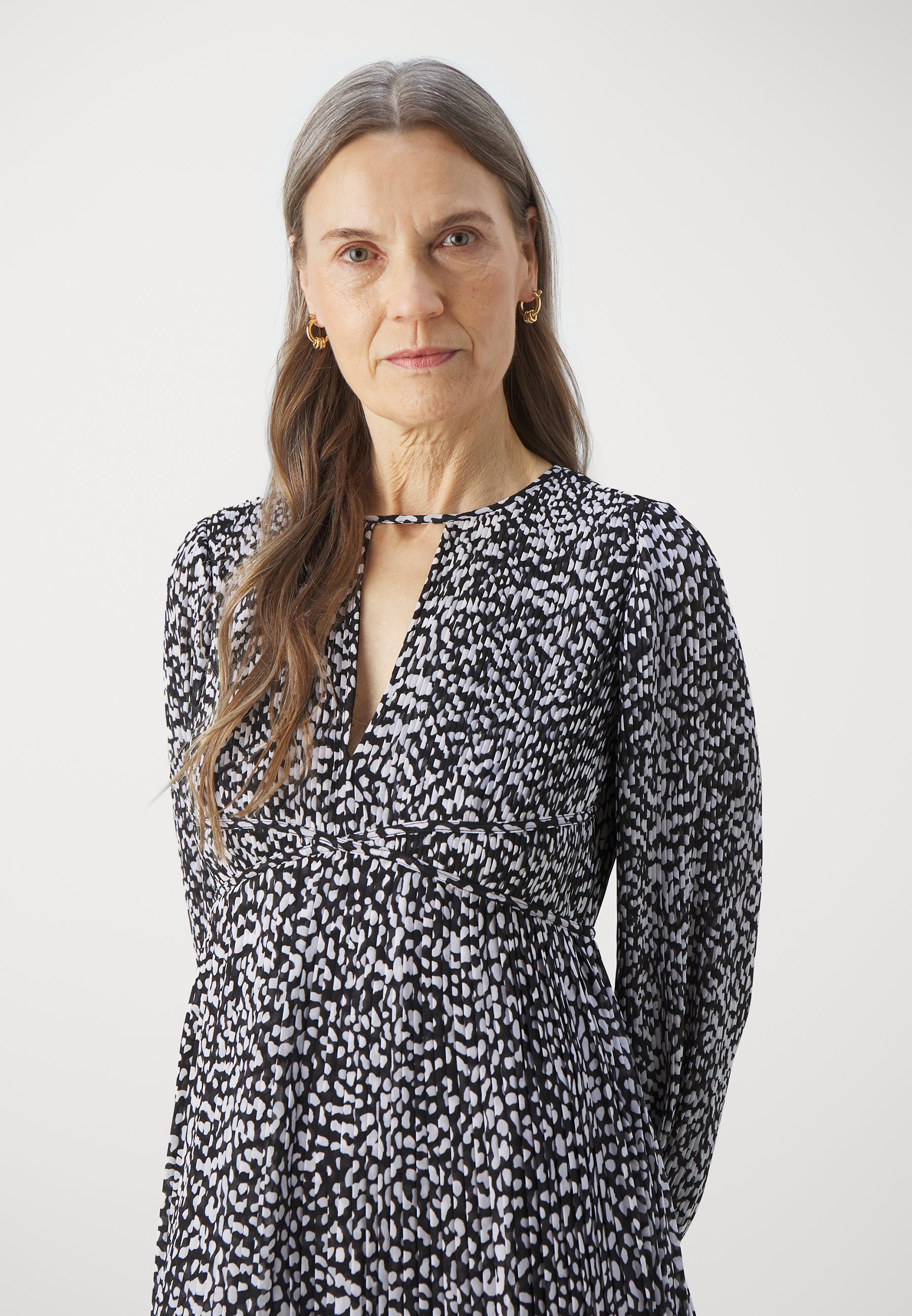 MICHAEL Michael Kors PLEATED - Day dress - black/white/black - Zalando.ie