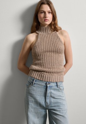 WITH HALTER NECK - Top - beige