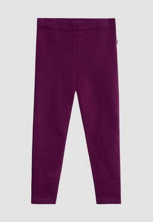 Lila Baumwollleggings mit glatter Textur, ausgestattet mit einem elastischen Taillenbund und ohne sichtbare Nähte oder Muster.