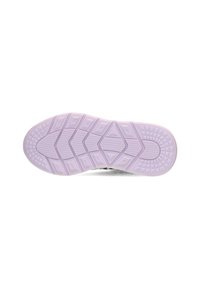 Suola della scarpa con una superficie texturizzata e multiforme in viola chiaro, caratterizzata da un design geometrico per migliorare la trazione e la presa.