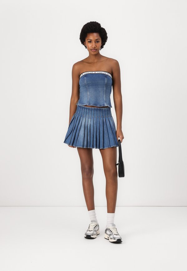 GIRL PLEATED  SKIRT - Denim skirt - indigo wash4