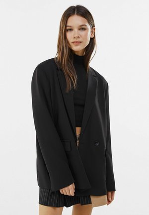 MIT KNÖPFEN - Manteau court - black