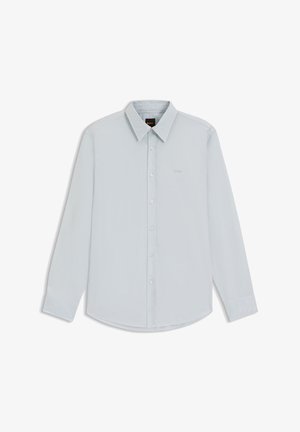 Világoskék hosszú ujjú pamut ing. Gombos gallérral, gombos elülső résszel és kis hímzett logóval a mellkason.