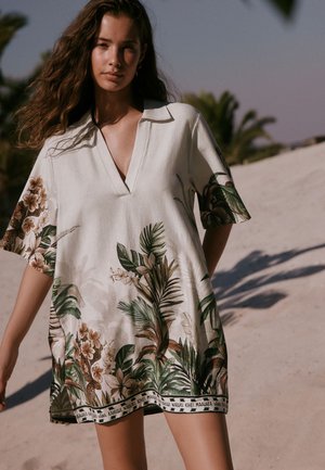 Next, REGULAR FIT - COLLARED KAFTAN - Tunique - cream palm print