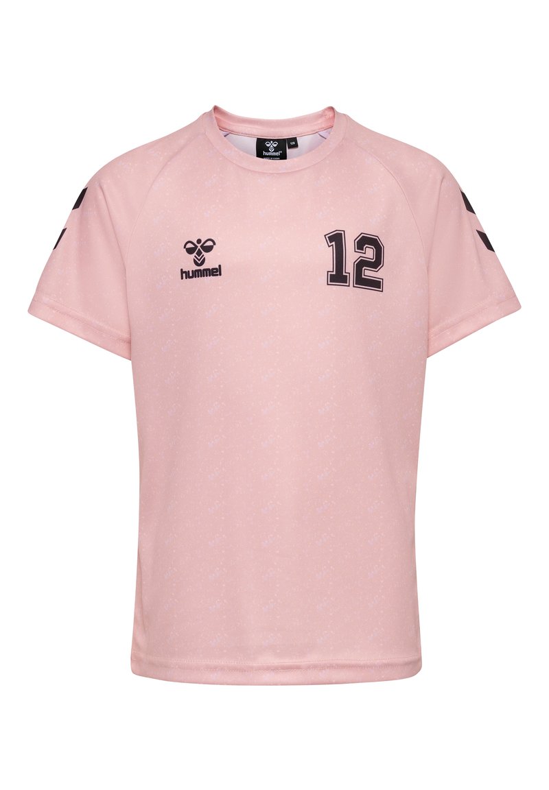 Ljusrosa sportt-shirt i syntetiskt material. Har korta ärmar, rund hals och svarta siffror "12" samt logotyp på framsidan.